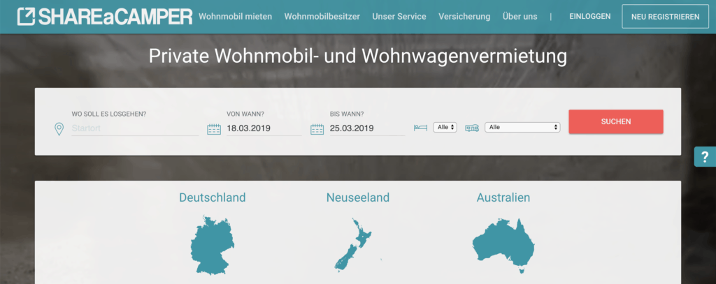 Share-a-Camper - Wohnmobil Sharing Plattform