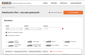 Fahrzeug-Detailsuche auf mobile.de