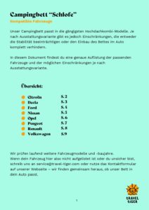travel tiger Kompatible Fahrzeuge campingbett schlofe pdf